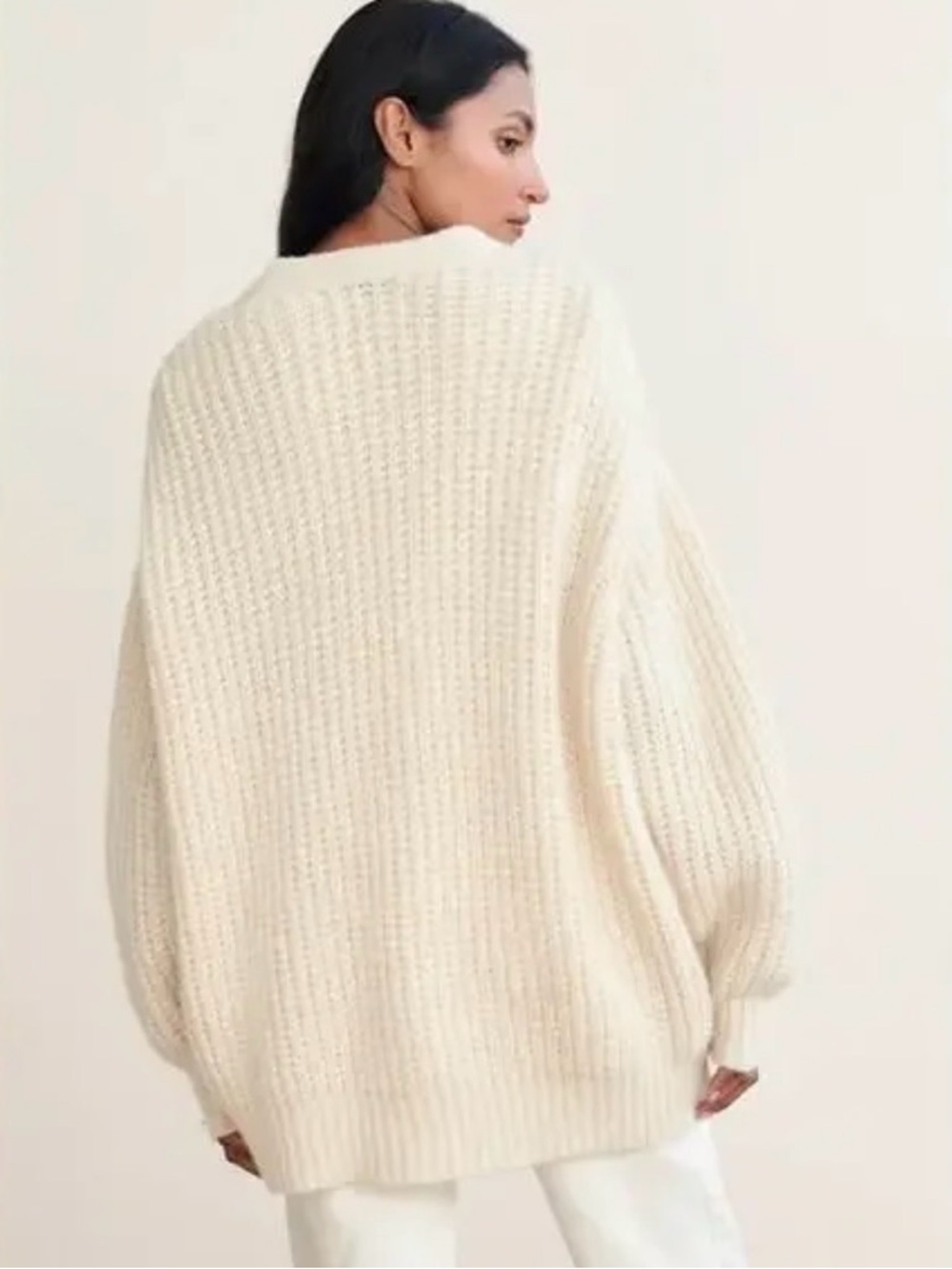 Jenni Kayne alpaca cocoon Cardigan Sweater ivory large - Picture 2 of 5